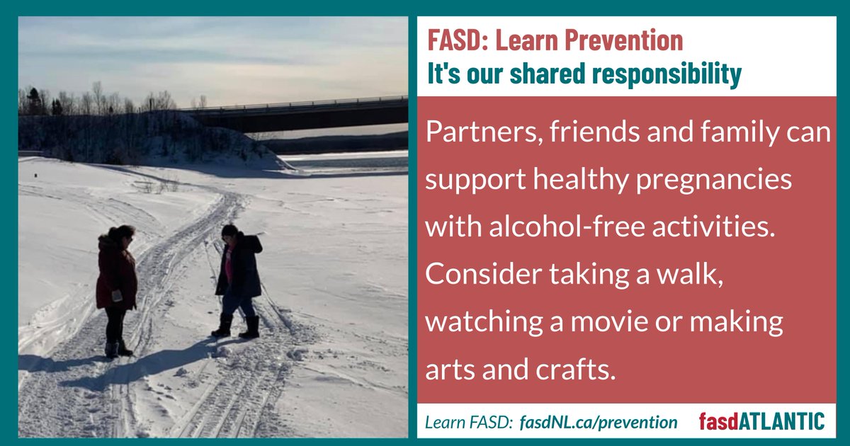 FASDNL_Team's tweet photo. #LearnFASD: It happens here.
Partners, friends & family can support healthy pregnancies with alcohol-free activities. Consider taking a walk, watching a movie or making arts & crafts.
Visit our website to learn more about fetal alcohol spectrum disorder.
https://t.co/rmliIurHAq https://t.co/nFJdCt2iOf