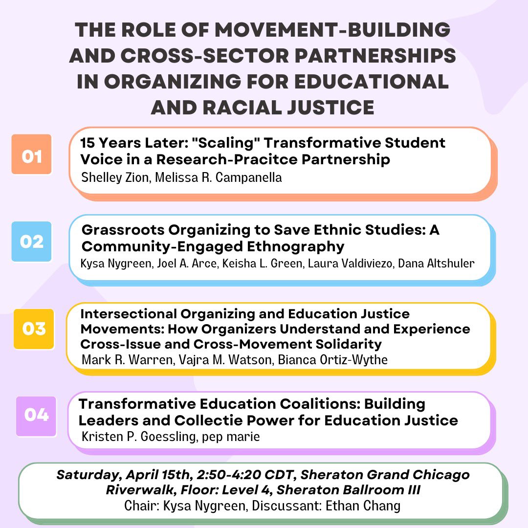 Grassroots Community & Youth Organizing_SIG_AERA (@gcyo_sig) on Twitter photo Join us tomorrow, Saturday for an #AERA23 session on organizing for educational and racial Justice with <a href="/shelleyzion/">shelley zion</a> @MelissaRCampan1 <a href="/drkeishagreen/">Keisha Green</a> <a href="/mark_r_warren/">Mark R Warren</a> @DrKPGoessling  <a href="/OCOSphl/">Our City Our Schools</a> Join us tomorrow, Saturday for an #AERA23 session on organizing for educational and racial Justice with <a href="/shelleyzion/">shelley zion</a> @MelissaRCampan1 <a href="/drkeishagreen/">Keisha Green</a> <a href="/mark_r_warren/">Mark R Warren</a> @DrKPGoessling  <a href="/OCOSphl/">Our City Our Schools</a>