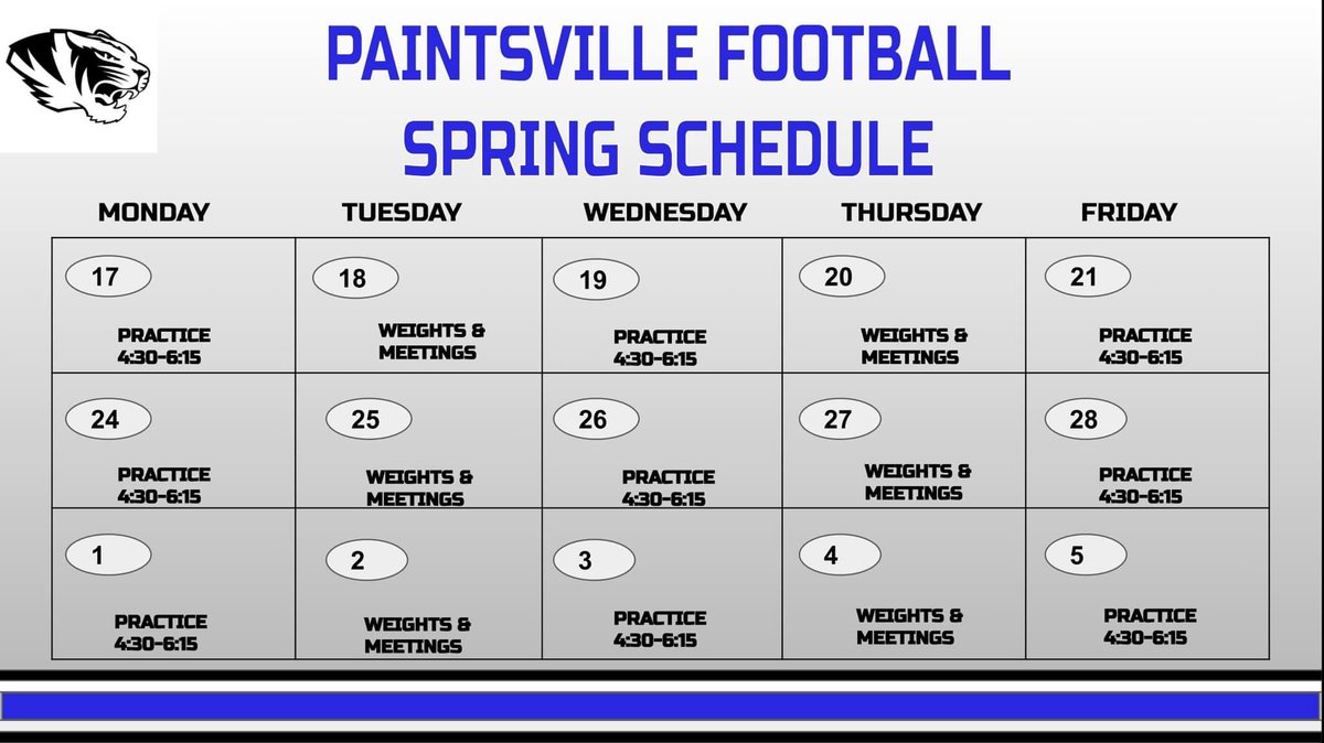 Spring Football is here! Practice will begin next Monday April 17th at 4:30 PM. 
#TheStandard