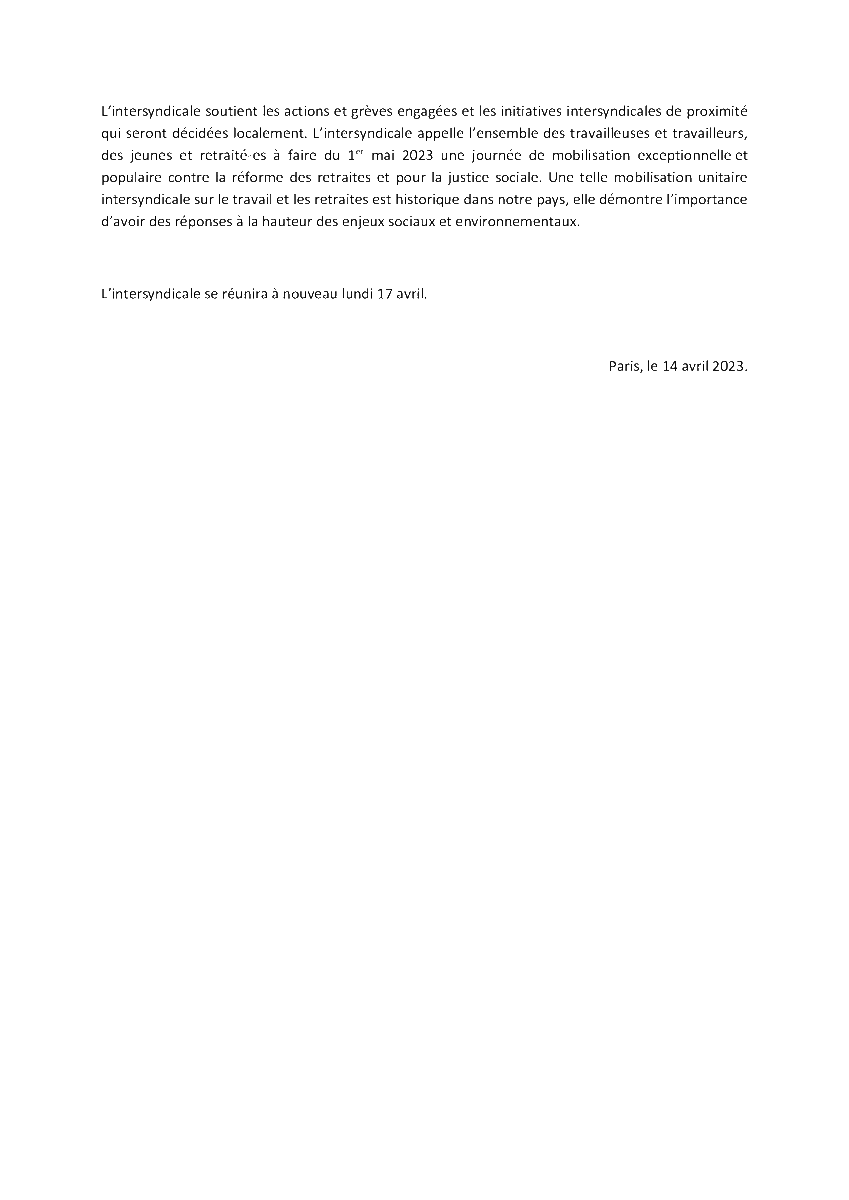 Réaction de l'intersyndicale à la décision du Conseil Constitutionnel