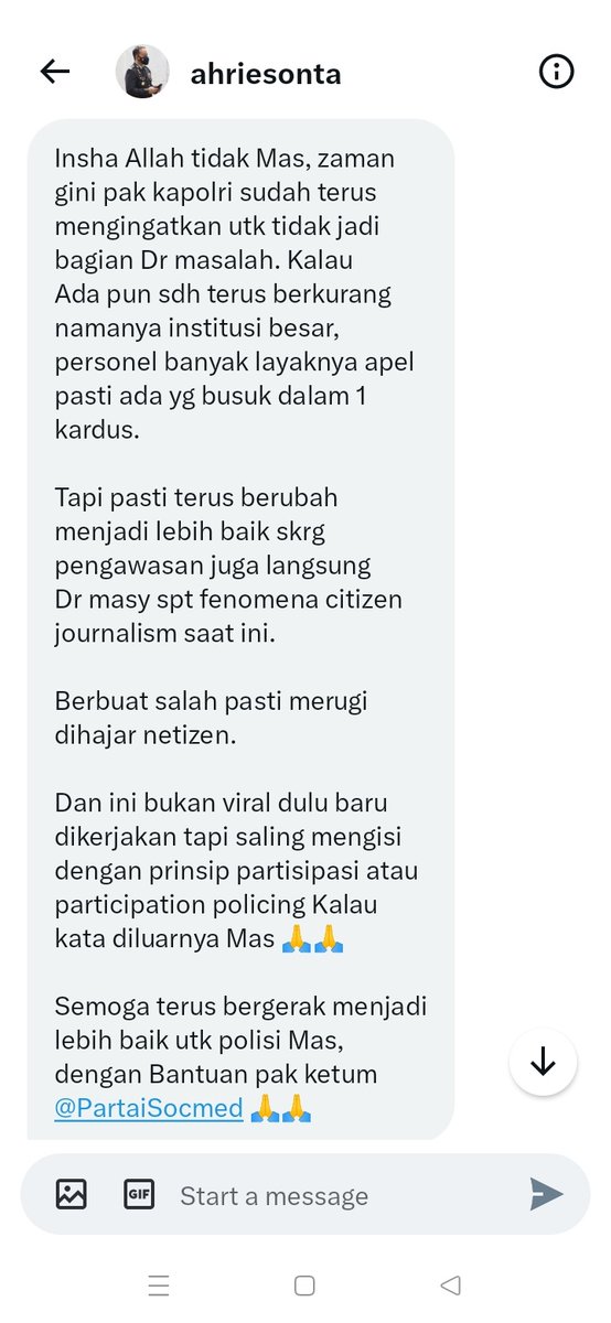 PartaiSocmed's tweet photo. Berikut adalah jawaban Sekpri Kapolri Pak @ahriesonta. Jadi bisa dipastikan keluarga Bima aman ya . https://t.co/QhcIBWYgkt