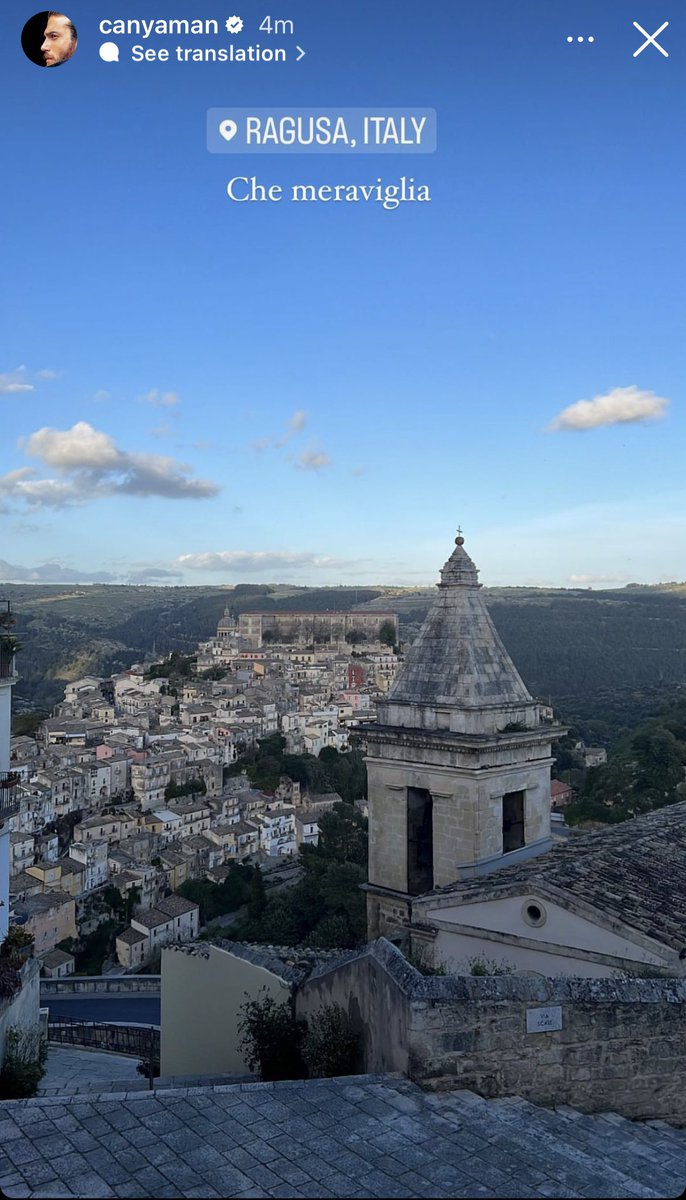 #CanYaman IG Story 

What a wonder - RAGUSA, Sicily