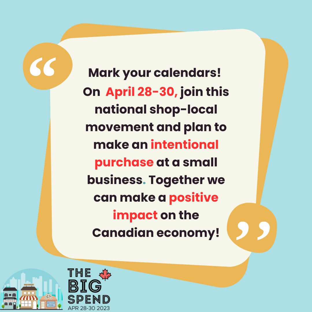 Mark your calendars! 📅

On April 28-30, let's make a powerful statement and support our local small businesses! 🌟

Every intentional purchase we make can lead to a huge impact on the Canadian economy. 💪

Let's do this together! ❤️

#ShopLocal #SupportSmallBusiness #shopsmall