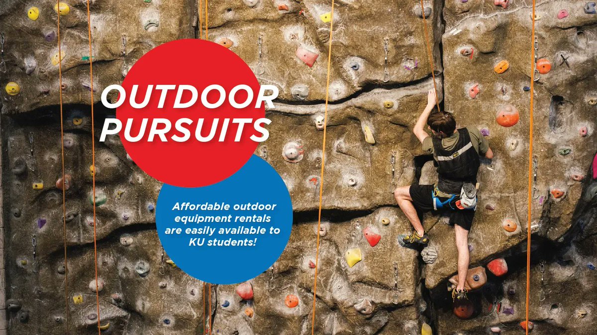Want some time to destress and get outside? As the weather warms up, Outdoor Pursuits has you covered with rentals from coolers to canoes 🛶 🏕️  

Check them out on the first floor of the Ambler Recreation Center or email outdoorpursuits@ku.edu for any inquiries