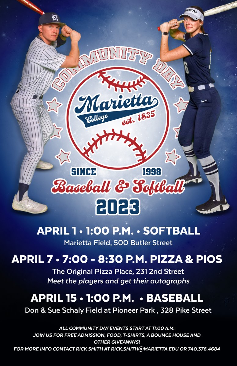 There's nothing like a day at the ballpark, especially on Community Day at Pioneer Park! Join us tomorrow for free T-shirts, food and beverages — and free admission as the Pioneers take on Wilmington College. Gates open at 11:00 a.m., and first pitch is scheduled for 1:00 p.m.