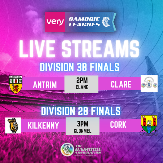 very_ireland's tweet photo. @OfficialCamogie It is nearly time for the Very Camogie Leagues Final Div 2B and 3B Finals. Best of luck to all the players, teams and fans.

⏰2PM  Division 3B Antrim v Clane
STREAM:  https://t.co/aYB6SBefiX
⏰ 3PM  Division 2B  Kilkenny v Cork

STREAM:  https://t.co/xGJSvqWaZ6 https://t.co/FtoA9NSTC5