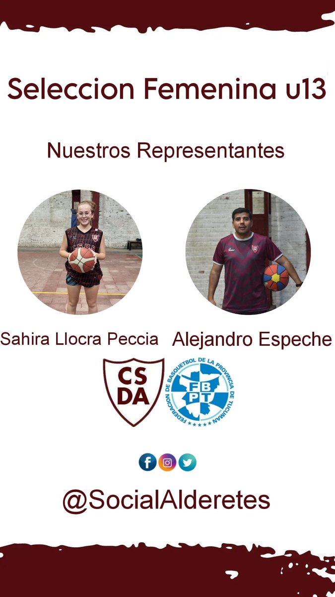 SocialAlderetes's tweet photo. Alderetes tendra sus representantes en la seleccion U13 femenina. 

Nuestro profe Alejandro Espeche sera el entrenador principal del combinado Tucumano, mientras que Sahira Llocra Peccia esta en la nomina de 12 convocadas que defenderan la camiseta de la provincia
#VamosAlderetes https://t.co/m2xNCH5Eeq