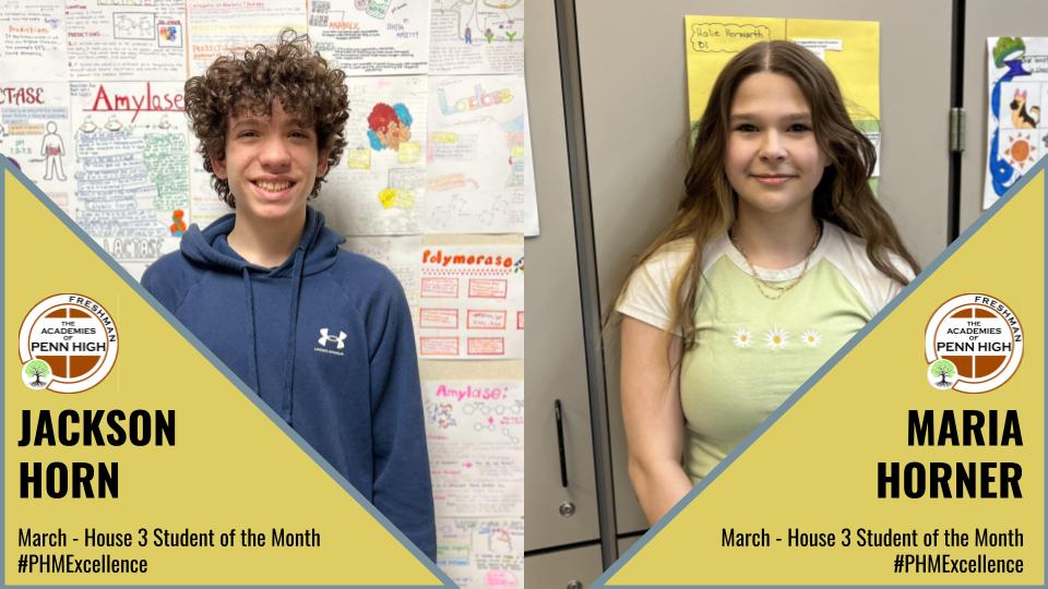 FreshAcademyPHS's tweet photo. We're lucky to celebrate these March House Rockers 🍀
House 1: Katie Flaherty &amp; Eli Reger
House 2: Kamryn Chamness &amp; Anonymous Student (You know who you are!)
House 3: Jackson Horn &amp; Maria Horner

1/2 https://t.co/v5qYWBbV8J