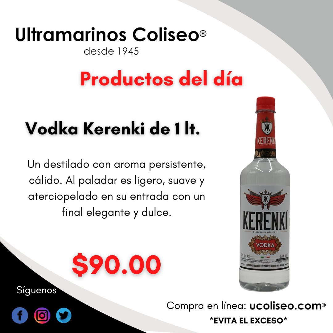 Inicio de un fin de semana, para acompañarlo, tenemos un destilado con final elegante y dulce.

Te esperamos en Madero, Roma&Condesa o Nuevo Polanco. Compra en línea en ucoliseo.com

#experienciaucoliseo #VinosYLicores #vodka #vodkadrinks #findesemana #tragoscoquetos