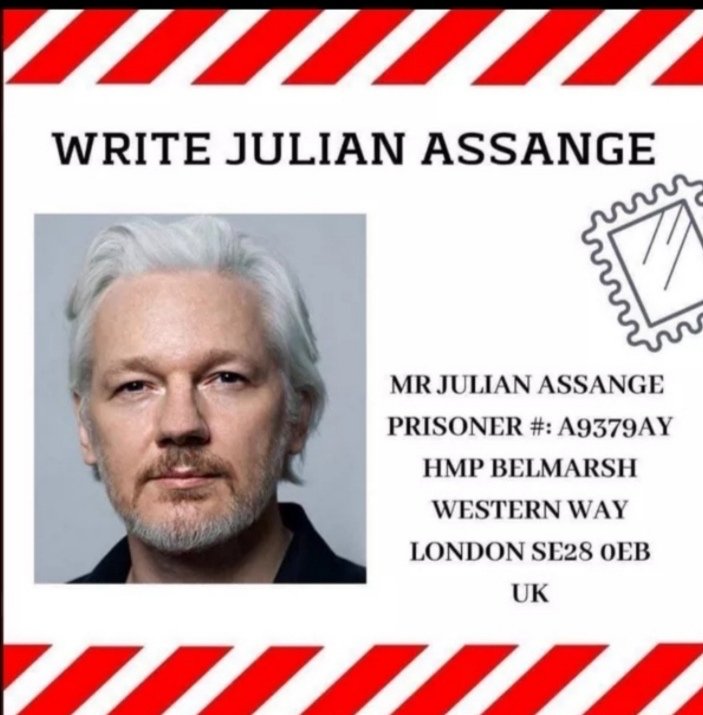 TaraCleary13's tweet photo. #WriteToJulianAssange https://t.co/Q4YuPFqmG9
