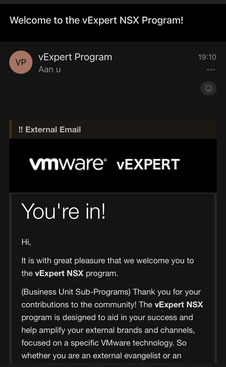 In for another great year, thanks ⁦<a href="/vExpert/">VMware vExpert</a>⁩ for the amazing community #vexpertnsx