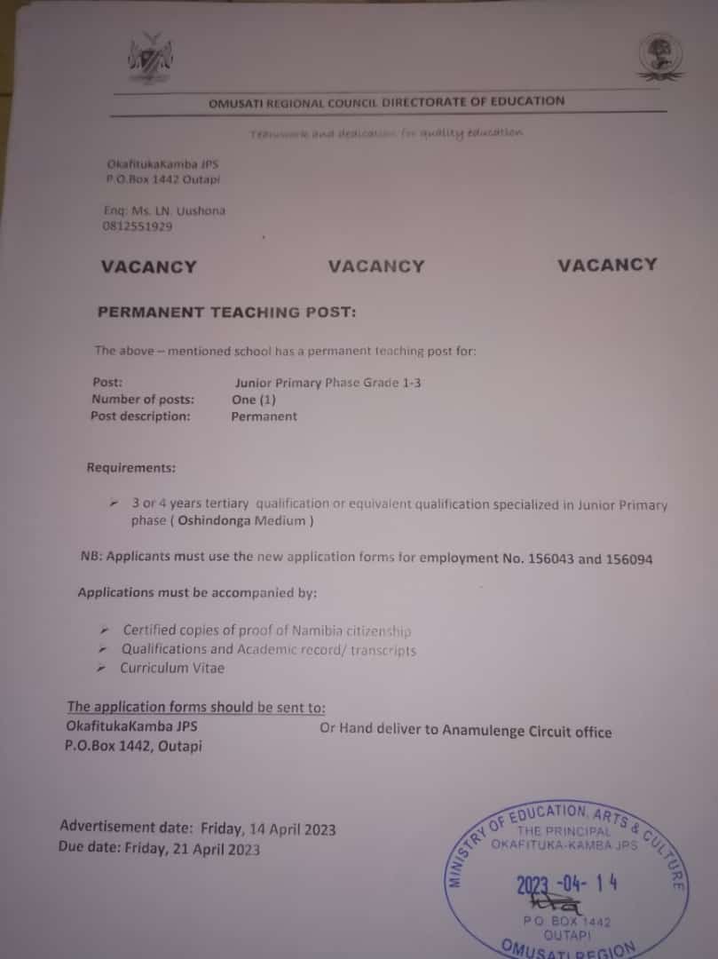 Namibian Job Opportunities on Twitter