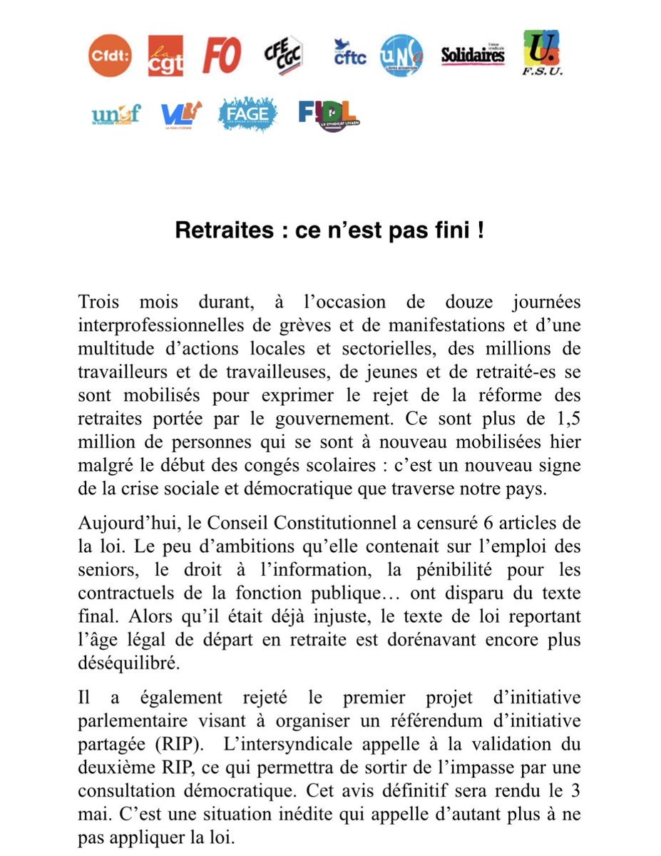 Fsu086's tweet photo. Après la décision du conseil constitutionnel, on ne lâche rien !!! https://t.co/GuDZctvMXo