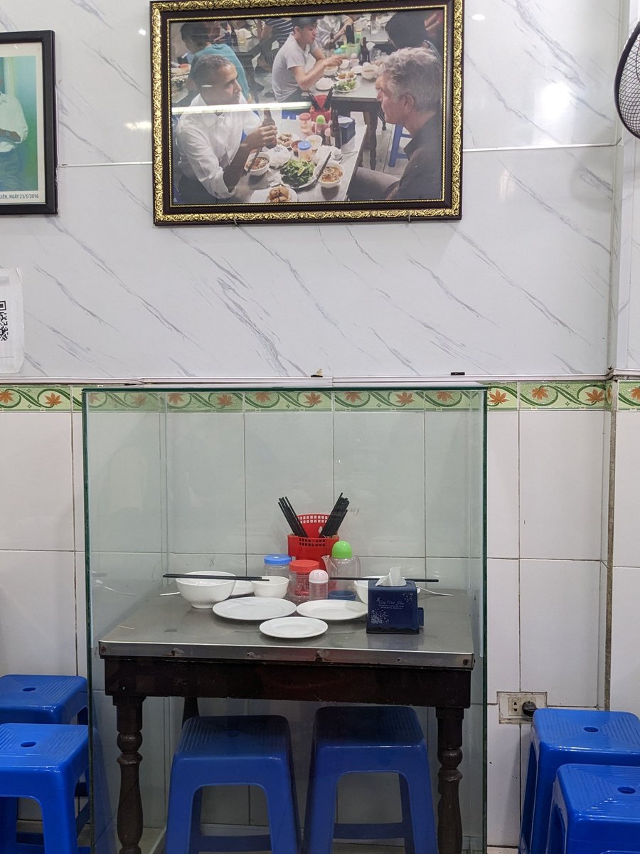 DerekRileySC's tweet photo. Guide: Do you want a pho or bun cha restaurant?
Us: We've never had bun cha. Let's try that.
.
.
Us: This is great.
Guide: Yes. By the way, you're sitting next to everything President Obama touched when he ate here in 2016. https://t.co/54euvAOPMR