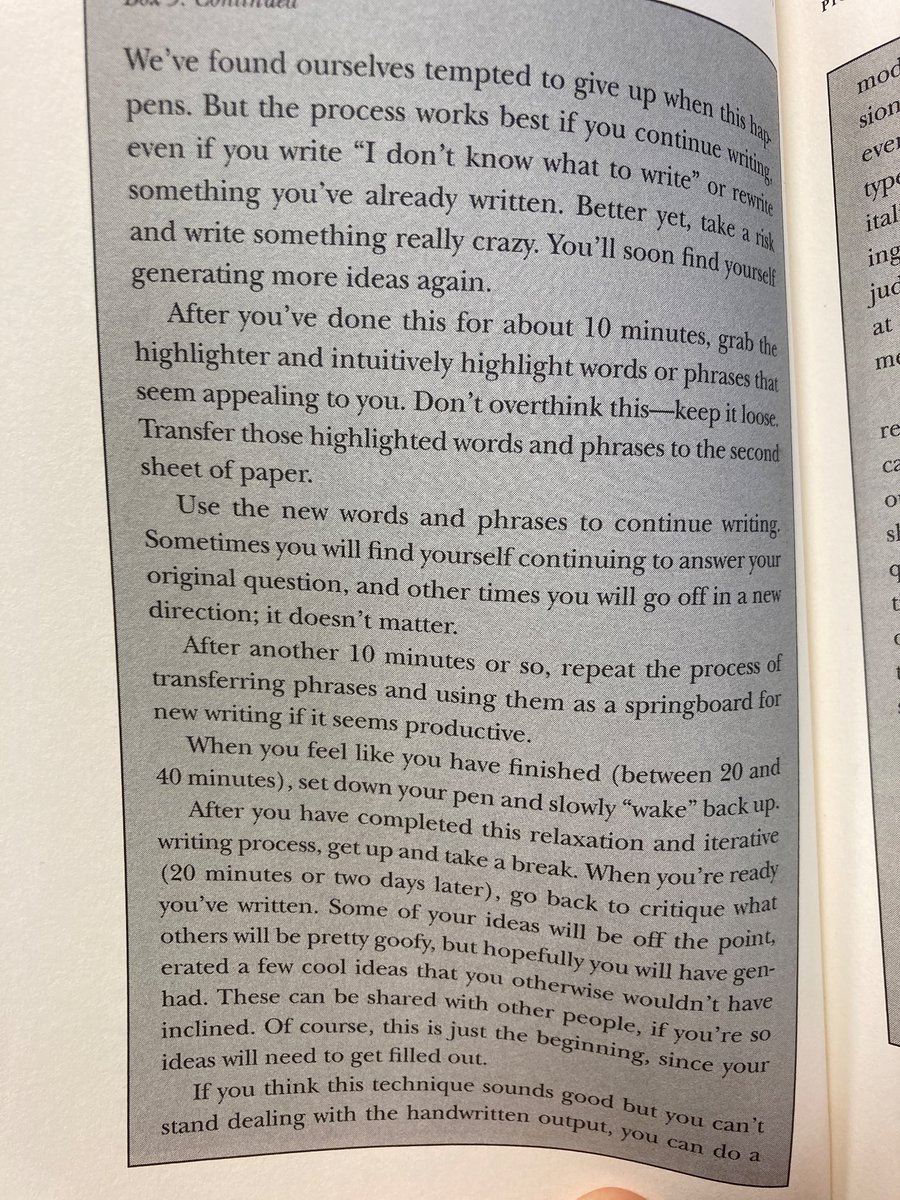 Did a creativity exercise for our lab meeting today from Box 3 in "How to Do Ecology".

It went awesome and folks said it was "more relaxed I've been in months".

We were skeptical at first, but tried it as a group, and it went really well! Check it out!
