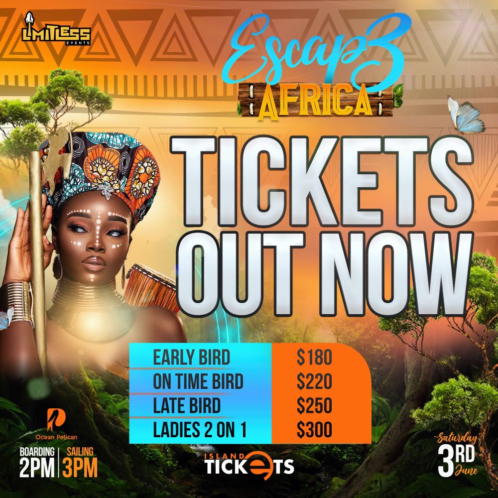 LongLive_Nezzo's tweet photo. TICKETS for 𝐄𝐒𝐂𝐀𝐏𝟑 𝘼𝙁𝙍𝙄𝘾𝘼 are now available!

https://t.co/NLCvCColOD

📆𝙹𝚞𝚗𝚎 𝟹𝚛𝚍 ‘𝟸𝟹
⏰ 𝟹𝚙𝚖 - 𝟽𝚙𝚖
🛥 𝙾𝚌𝚎𝚊𝚗 𝙿𝚎𝚕𝚒𝚌𝚊𝚗
👙𝙳𝚛𝚎𝚜𝚜𝚌𝚘𝚍𝚎: 𝚂𝚠𝚒𝚖𝚠𝚎𝚊𝚛, 𝙰𝚏𝚛𝚒𝚌𝚊𝚗 𝚃𝚛𝚒𝚋𝚊𝚕 / 𝙰𝚗𝚒𝚖𝚊𝚕 𝙿𝚛𝚒𝚗𝚝🦓

#ESCAP3
#LimitlessEvents 🚀 https://t.co/uVxBHP61Ya