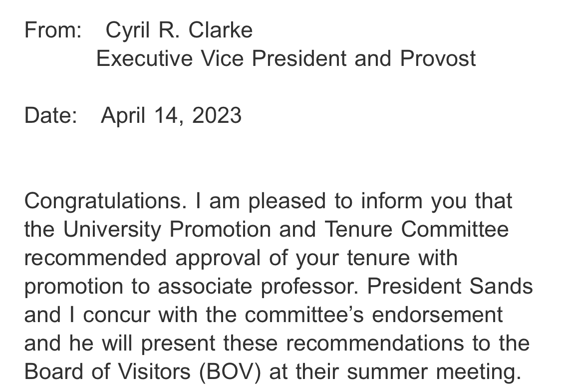 JustinLemkulVT's tweet photo. Some good news on a Friday afternoon! I am proud and humbled to announce that my promotion to associate professor with tenure has been approved by the Provost and President. https://t.co/aCEj8zljyH