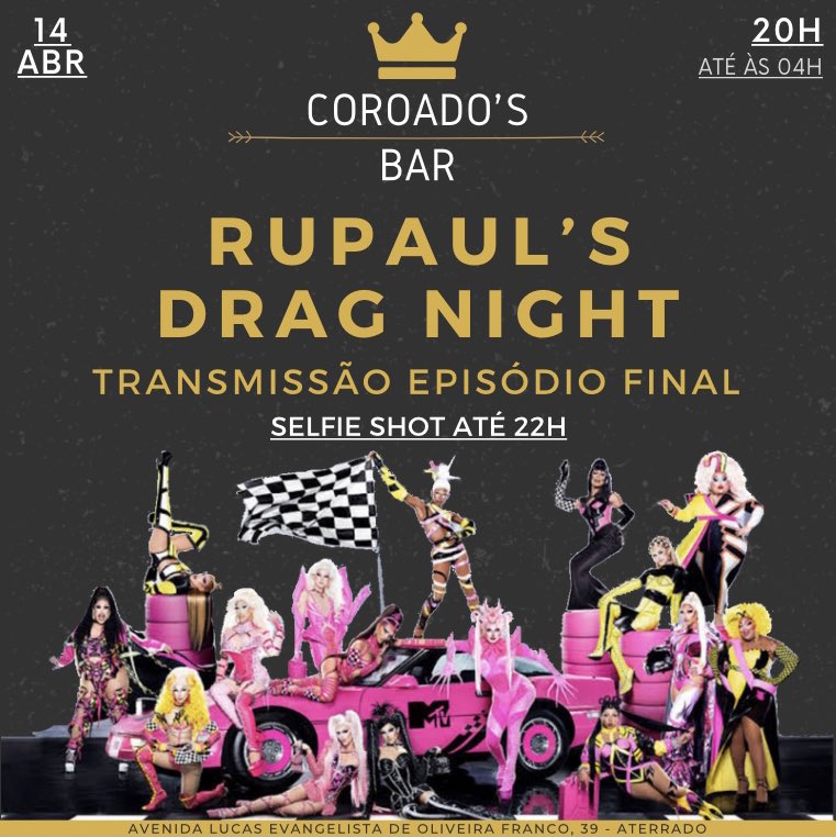 coroadosbar's tweet image. Hoje não tem super bowl que supere a final de RuPaul’s no Codoado’s Bar ❤️