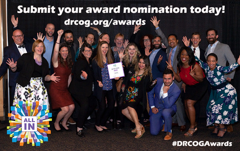 DRCOGorg's tweet photo. Submit nominations by Friday, April 14 for #DRCOG's 2023 Annual Awards! Help celebrate our region by recommending candidates for the Metro Vision Awards, Way to Go Awards and John V. Christensen Memorial Award. Go now to: https://t.co/iHh23l27c2 #WayToGo #MetroVision #DRCOGAwards https://t.co/YbNDnctBYi