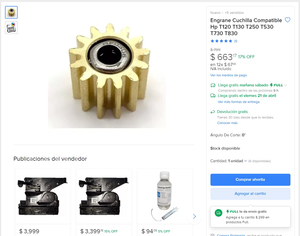 learnArchicad's tweet image. #HP #HPDESIGNJET
Mendiga obsolescencia programada.
Si tienen un plotter HP T  120-130-250-530-730-830
Seguramente van a tener problemas en el futuro con el cortador.
Trae un engrane que con el tiempo se rompe y hace que se este trabando y cortando mal el papel.