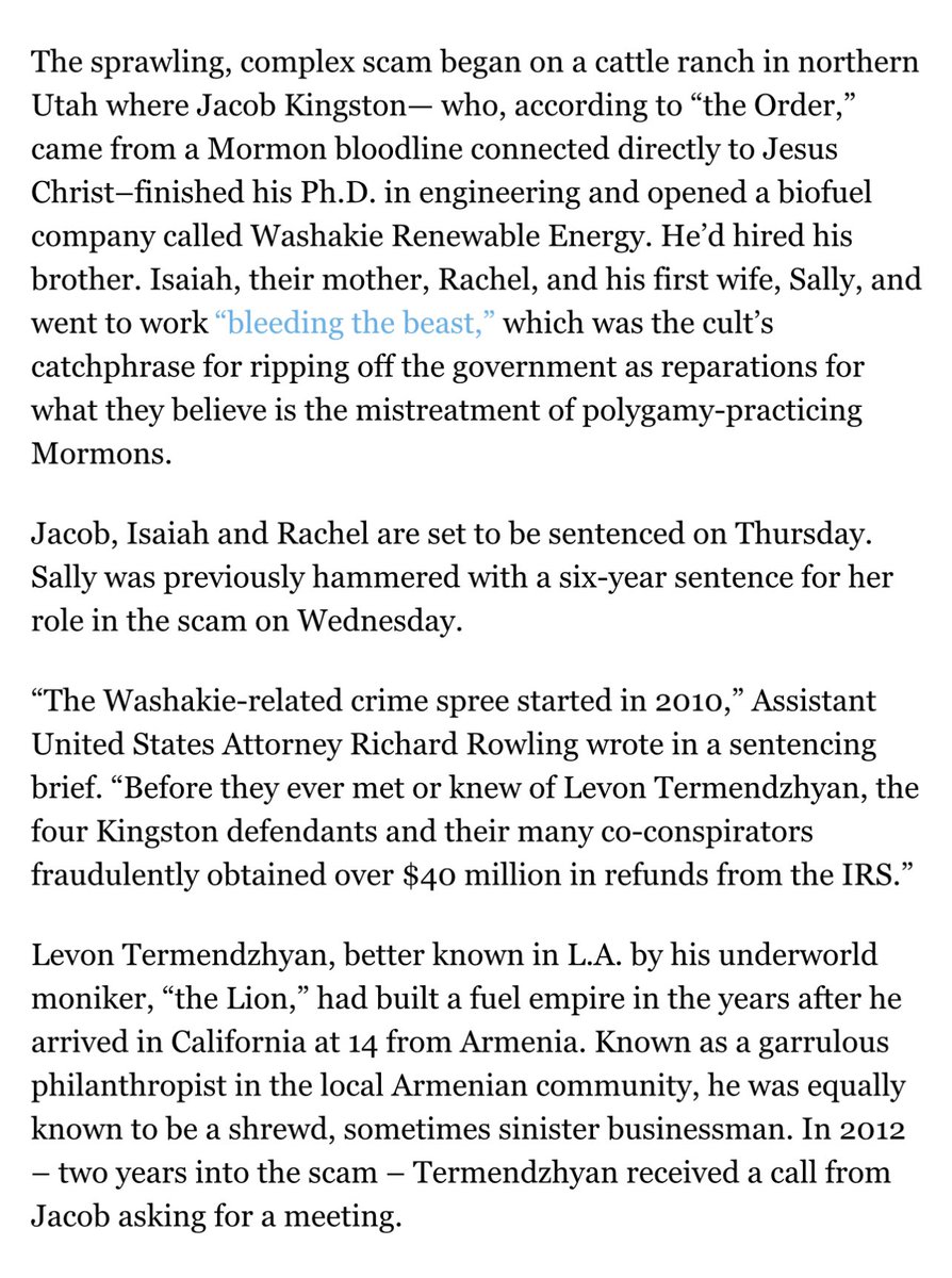 codyave's tweet photo. "L.A. Gas Tycoon, Mormon Polygamists Face Sentencing For $1 Billion Biofuel Scam"
#utah #kingston #washakie #armenia #dermen #termendzhyan #sargsyan #balian #broumand #cisneros #turkey #korkmaz #erdogan #baca #woolsey #geragos
https://t.co/po4nc0vEO9
https://t.co/CVRh276PNo https://t.co/N3K2FdtN1m