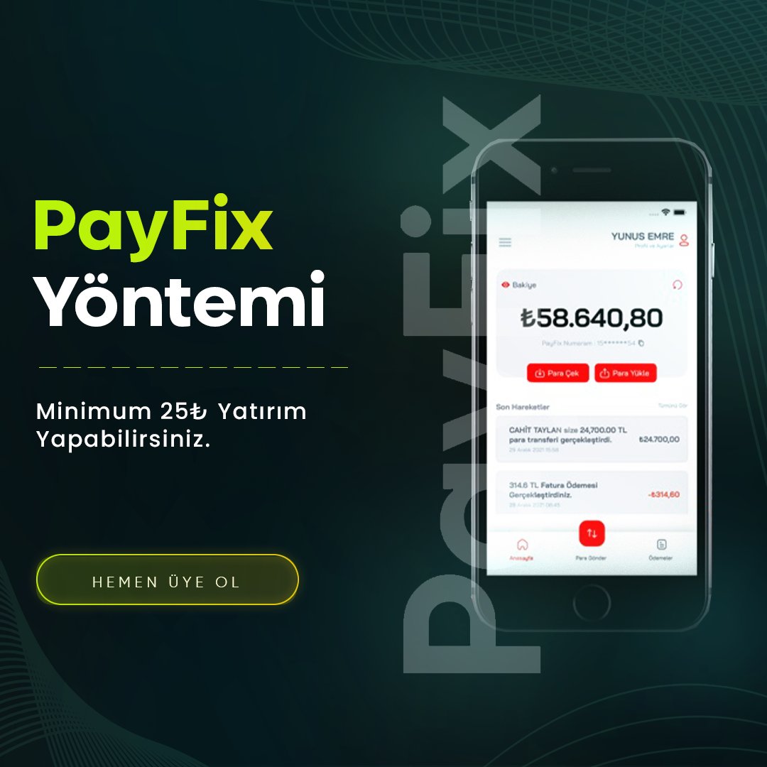 Betsof5yil's tweet photo. 🏦 25 TL PAYFIX YATIRIM FIRSATI #BETSOF'DA !!
• Mefete ile 5 TL
• Cepbank ile 50 TL
• Kredi Kartı ile 50 TL
⚡ Minimum düzeylerde yatırım yapabilirsiniz.
⭐ İşlem süresi: 1 Dakika!
👉 https://t.co/I4LxSFByIM https://t.co/CCrVlDxkzh