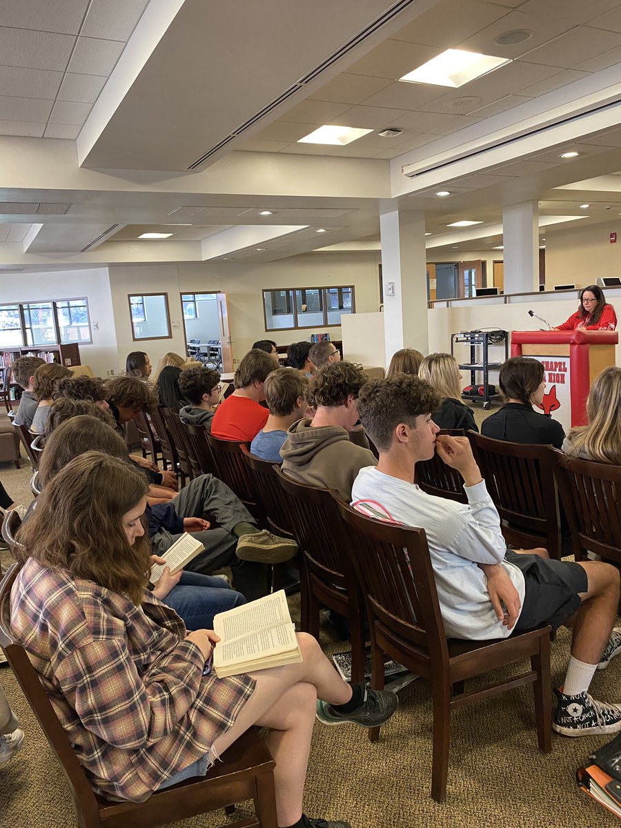 FCAHS Library (@fcahs_library) on Twitter photo Our 2023 FCAHS Read-a-Thon is wrapping up with a full house. Ms Sayre is reading again and sharing her love of history with our students. #fcreads23 Our 2023 FCAHS Read-a-Thon is wrapping up with a full house. Ms Sayre is reading again and sharing her love of history with our students. #fcreads23