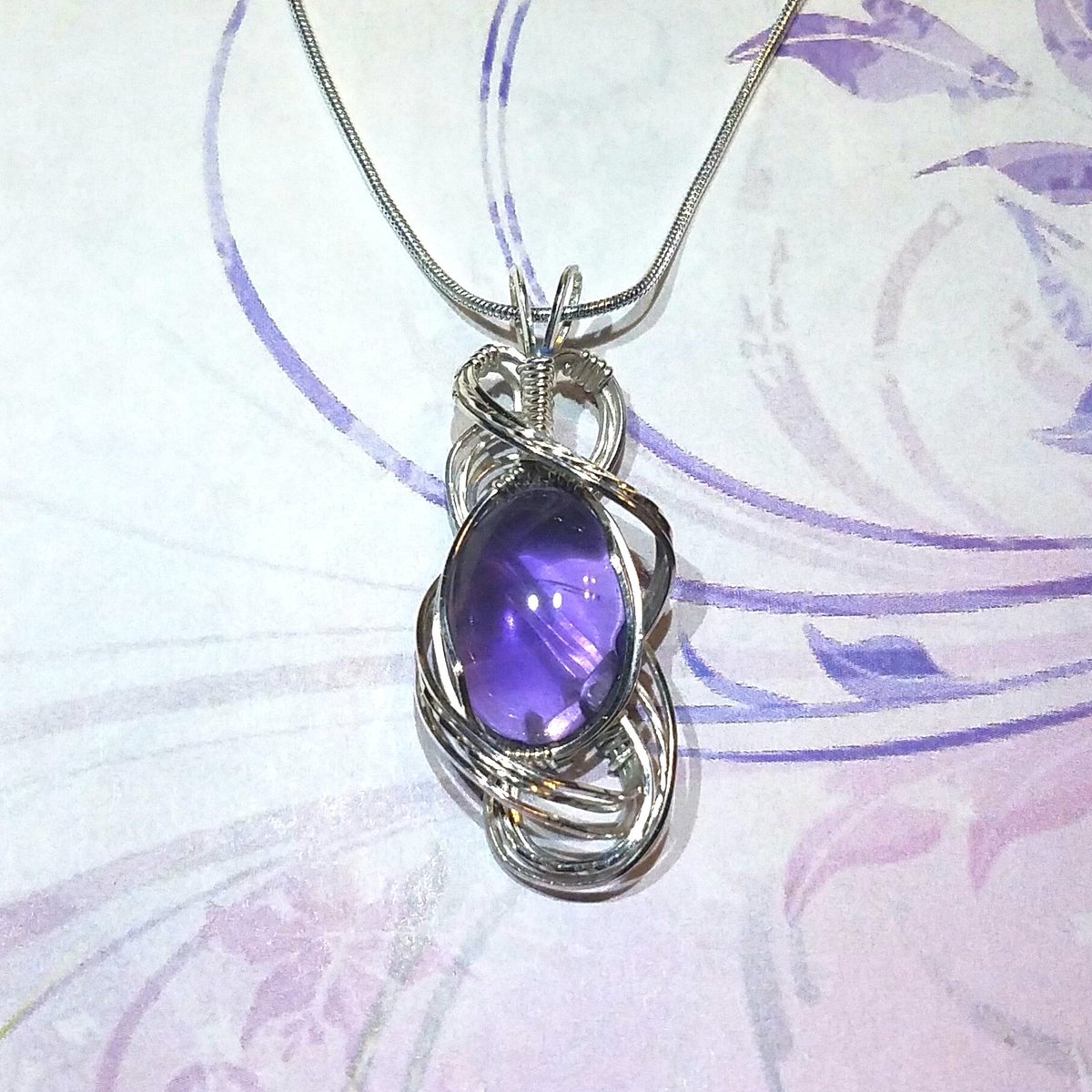 Purple Amethyst Pendant Womans Necklace Pendant Wire Wrapped Jewelry Handmade in Silver with Free Shipping tuppu.net/b8adba89 #handmade #jewelry #giftsforher #Etsy #mothersday #WireWrappedPendant