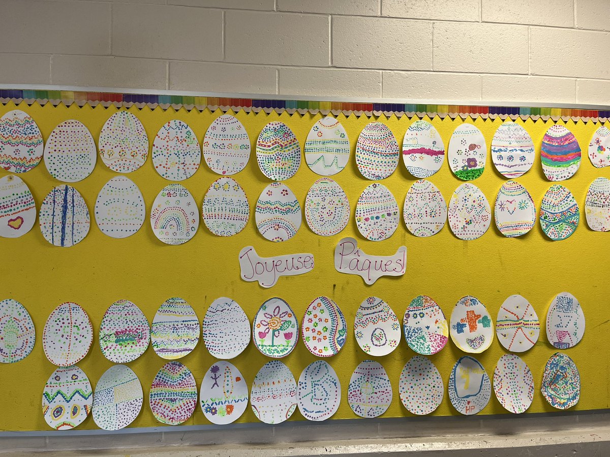 MmeLafrance's tweet photo. It’s been a very special Easter Week. Thanks to the Grade 5s we participated in a lovely Easter Liturgy and we were blessed with a beautiful presentation of the Stations of the Cross performed by the Grade 1s. I’ve included the students’ creative Easter dot art too! #STMWolfpack https://t.co/oVGCrW0CBm