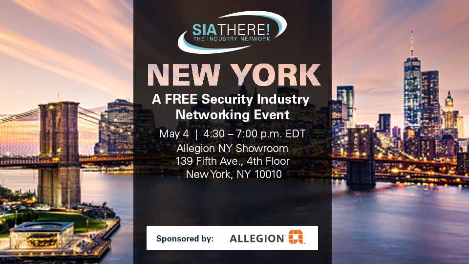 SIAonline's tweet photo. May 4: Join us for #SIAThere! New York City! Connect with a diverse group of #securityindustry professionals over complimentary drinks & food at this event generously sponsored by @AllegionPlc. RSVP: https://t.co/AYU3OJ2ZzI https://t.co/dskaEsoKo1