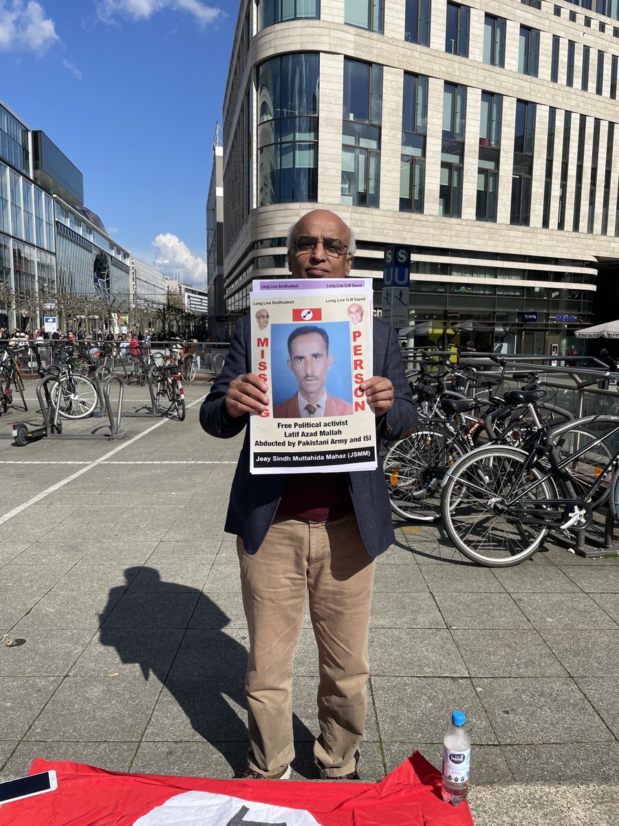 JSMM protested in Germany against the extrajudicial arrest &amp; enforced disappearances of political activists of Sindh by the Pakistan Army &amp; ISI.