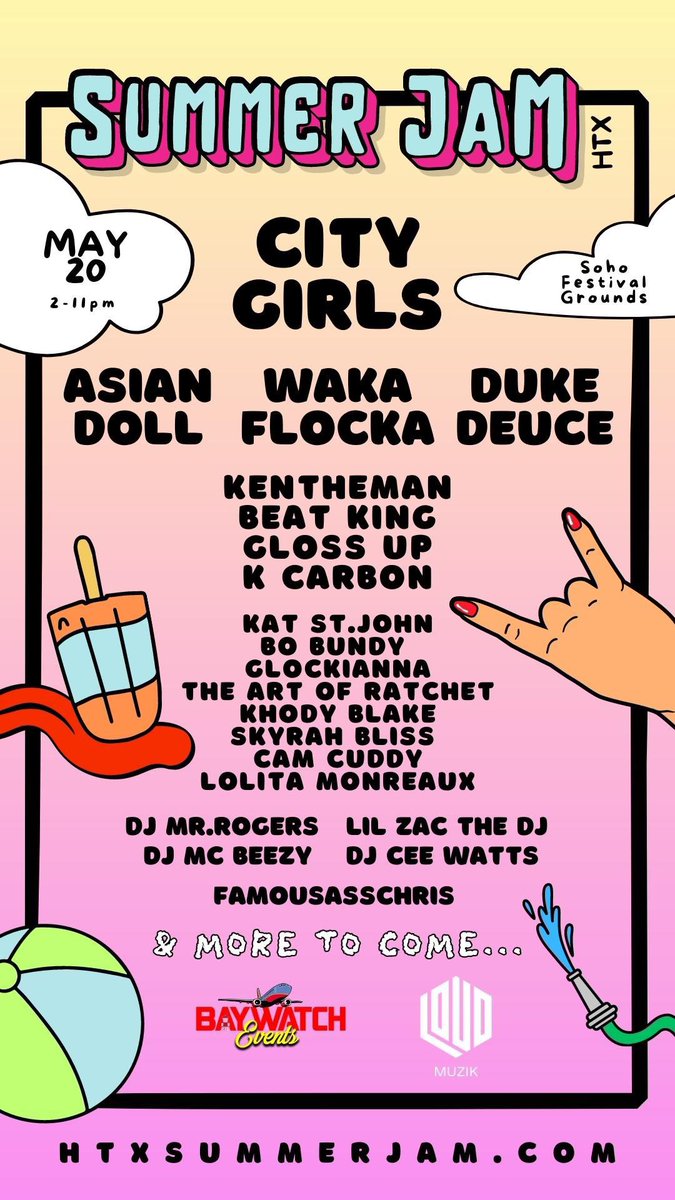 _cadencemag's tweet photo. City Girls are set to headline #SummerJamHtx on 4/20 in Houston. With performances by:
@AsianDaBrattt
@imkentheman
@GlitterGirlGlos
@__kimbrya
@Kat_StJohn
#Glockianna
@LMonreaux https://t.co/PnJ5Q7A0Wp