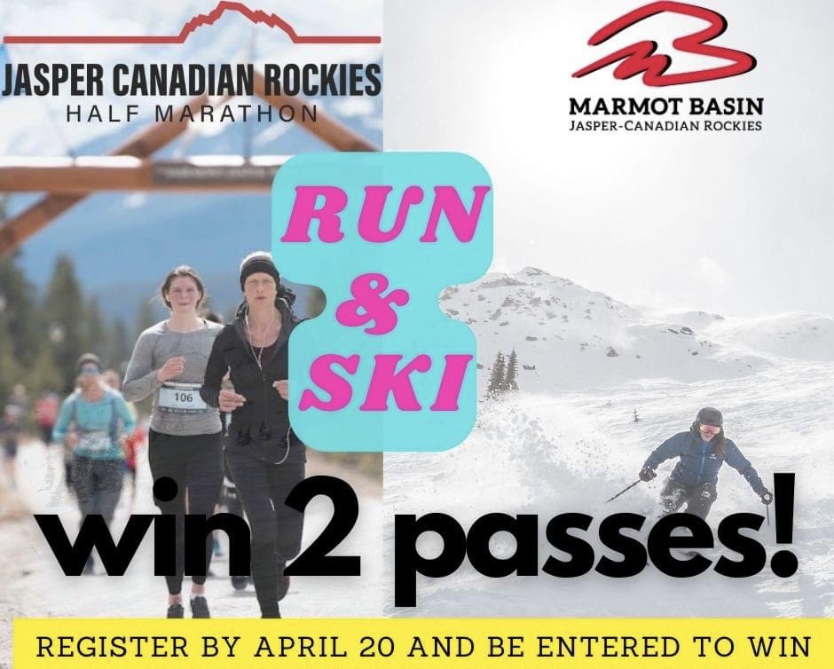 Run & Ski in #Jasper! If you are registered by April 20th for the #JasperHalfMarathon, your name will be entered for 2 lift passes to @MarmotBasin ($250 value)

Sign up for the 5km, 10km or 21km distance! 

Details: jaspercanadianrockieshalf.ca

#jasperhalf #runjasper #runyeg #runyyc