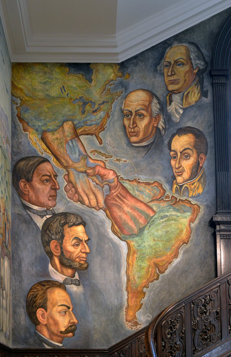 Happy #PanAmericanDay! 🌎 On April 14, we commemorate the union and friendship among the American nations. This symbol was masterfully portrayed by artist Roberto Cueva del Río in our Pan-American mural featuring notable historic hemispheric leaders. 🤝🏾
