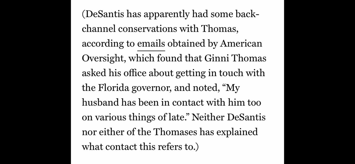 “Ron DeSantis described Thomas as the 'greatest living justice.'

Why is a gov engaging in frequent emails, conversations & lunches ( one , day before Dobbs dropped) — especially given his connection to the Federalist Society— HeritageFoundation— and Ginni’s Council Natl Policy ?