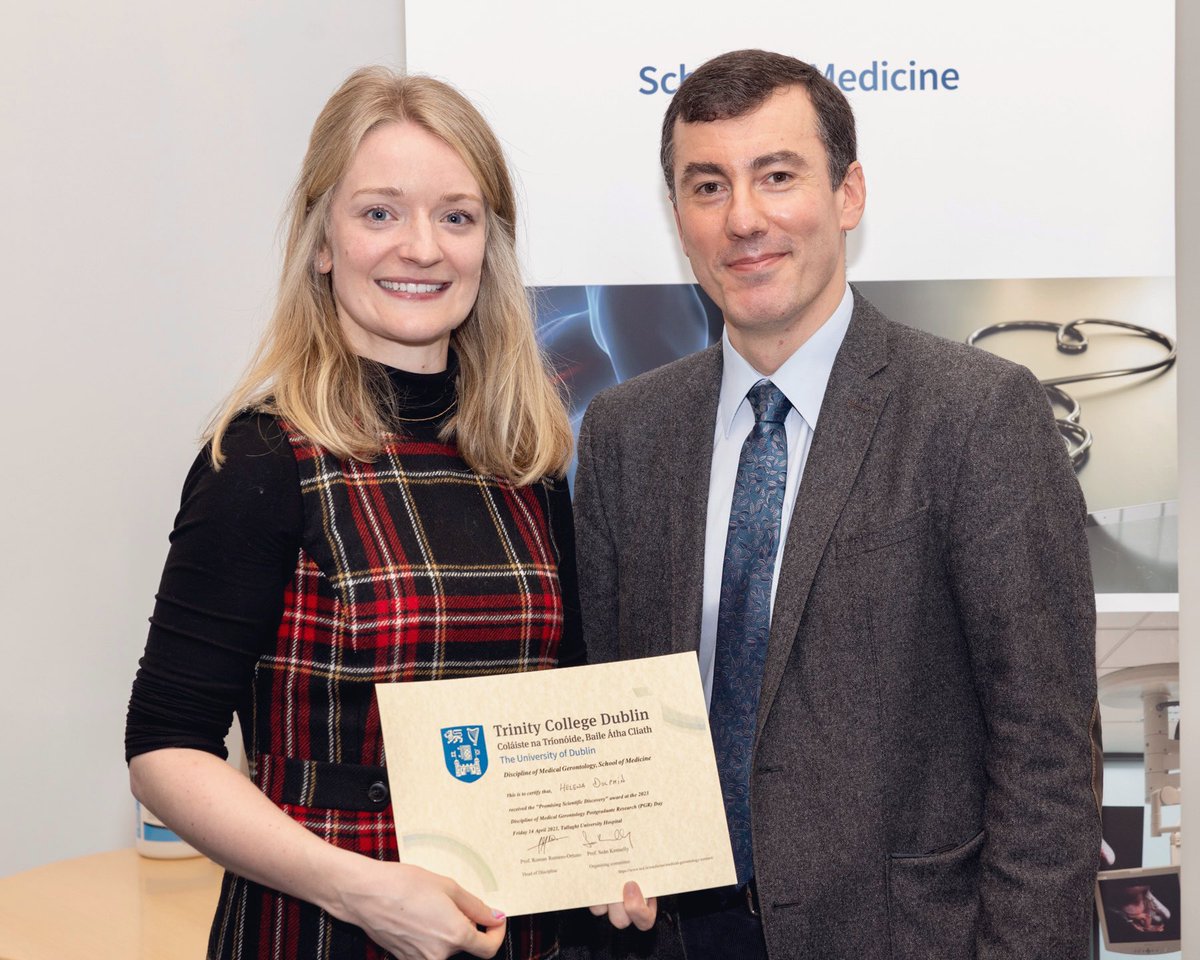 Chuffed to be awarded the scientific discovery award at the TCD Department of Medical Gerontology PostGraduate Research Day 🔬 thank you so much 😊 Really enjoyed all the fascinating presentations @ProfOrtuno @SPKennelly @TrinityMed1 @TCDGerontology