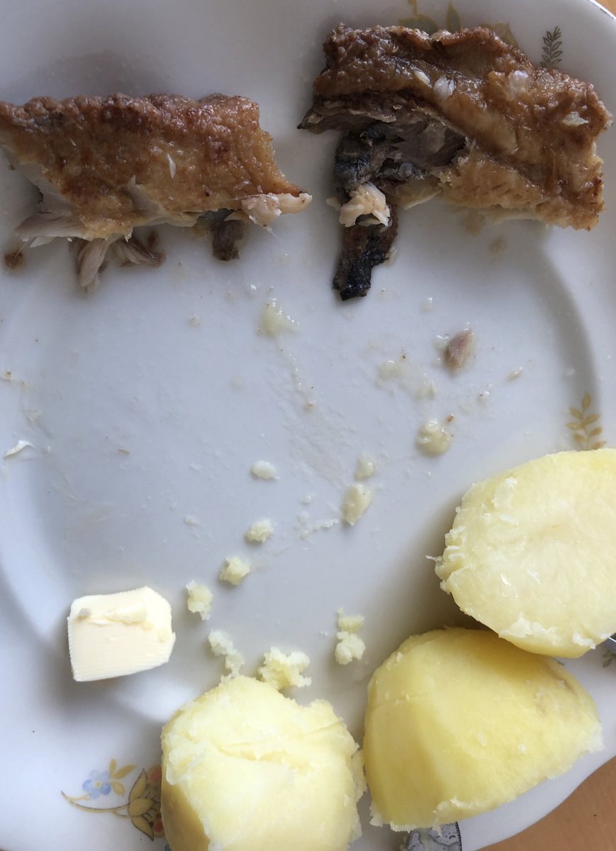 QueenMandjago's tweet photo. Hier gibts jetzt #Belohnung für fleißiges #ArschAuslüften #KartoffelMatsche mit #Butter und #Brathering dabei 🙈 https://t.co/0nFoJhQYz2