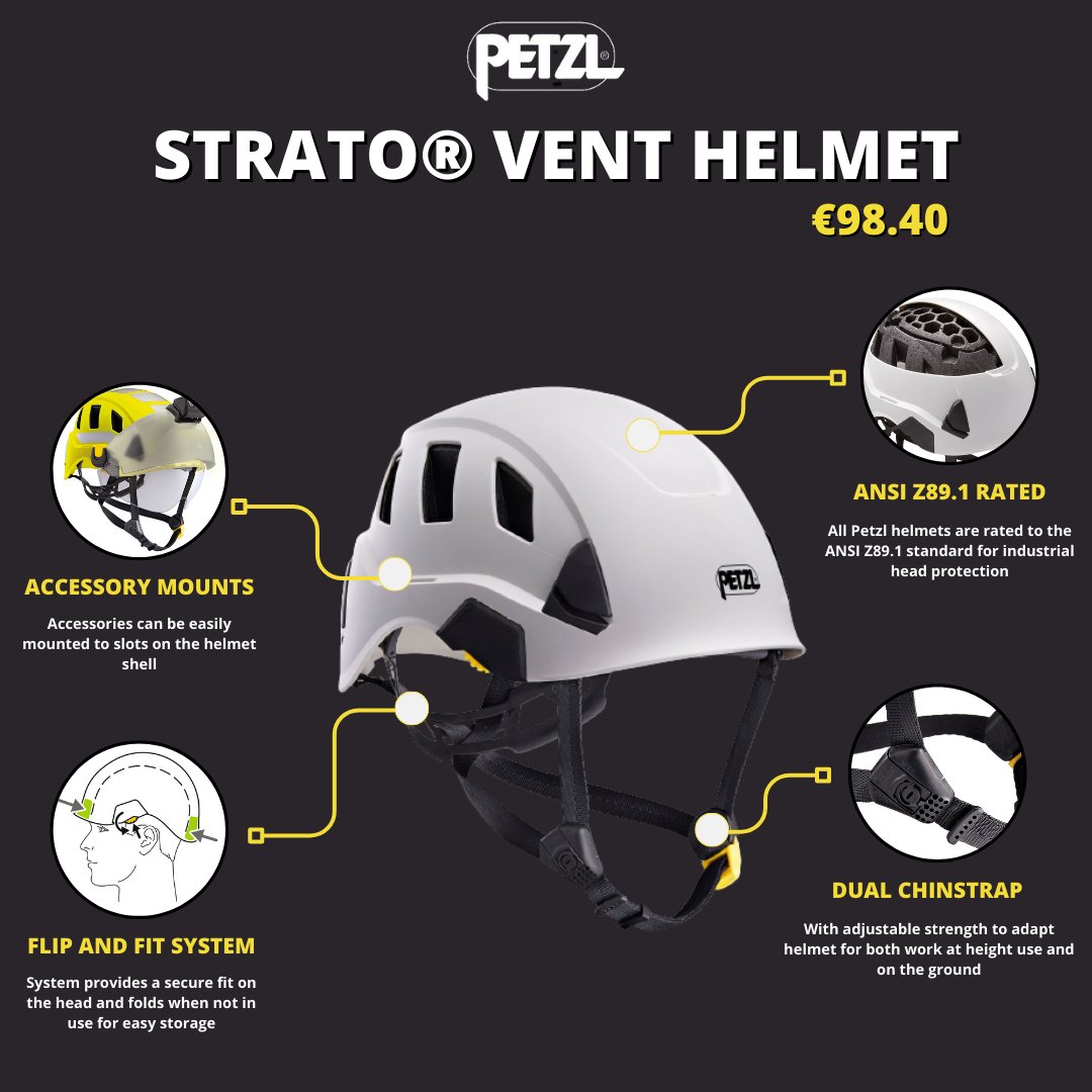 mtnshopemea's tweet photo. The Petzl STRATO VENT is extremely lightweight and comfortable thanks to its CENTERFIT and FLIP &amp; FIT systems. Its adjustable strength chinstrap makes it ideal for both work at height and on the ground. #Petzl

For further information see https://t.co/lnyvWvf1hp https://t.co/BAPEWTjb4p