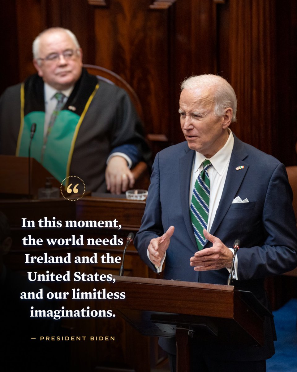 Together, Ireland and the United States will defend the values handed down to us from our ancestors.
 
And keep the flame of freedom alive – as a beacon to guide our children and grandchildren.