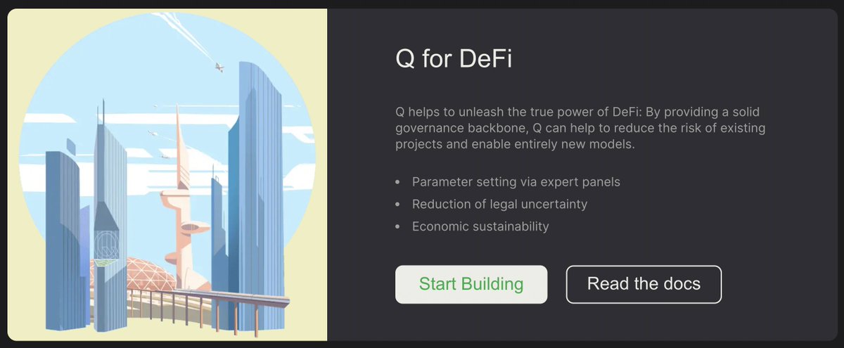 @Q  helps to unleash the true power of DeFi: By providing a solid governance backbone, Q can help to reduce the risk of existing projects and enable entirely new models.
#QBlockchain #BuildonQ #BeyondCodeisLaw