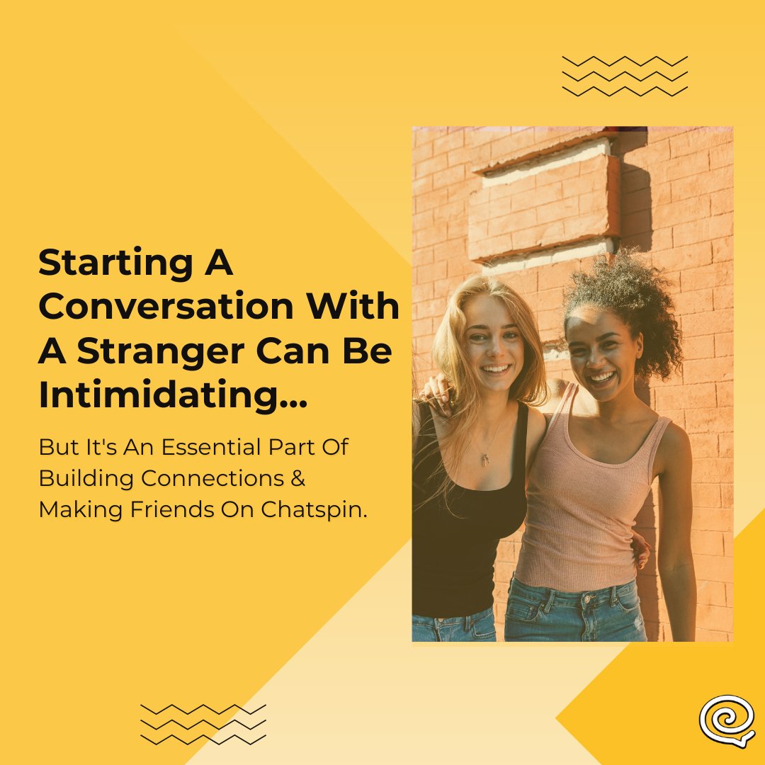 chatspin's tweet photo. Starting a conversation with a stranger can be daunting, 😰 but it's worth it for the chance to make new connections and friends on #Chatspin. Don't be afraid to take the first step! 👋 #conversationstarters #webchatting https://t.co/QB9kAdPNl8