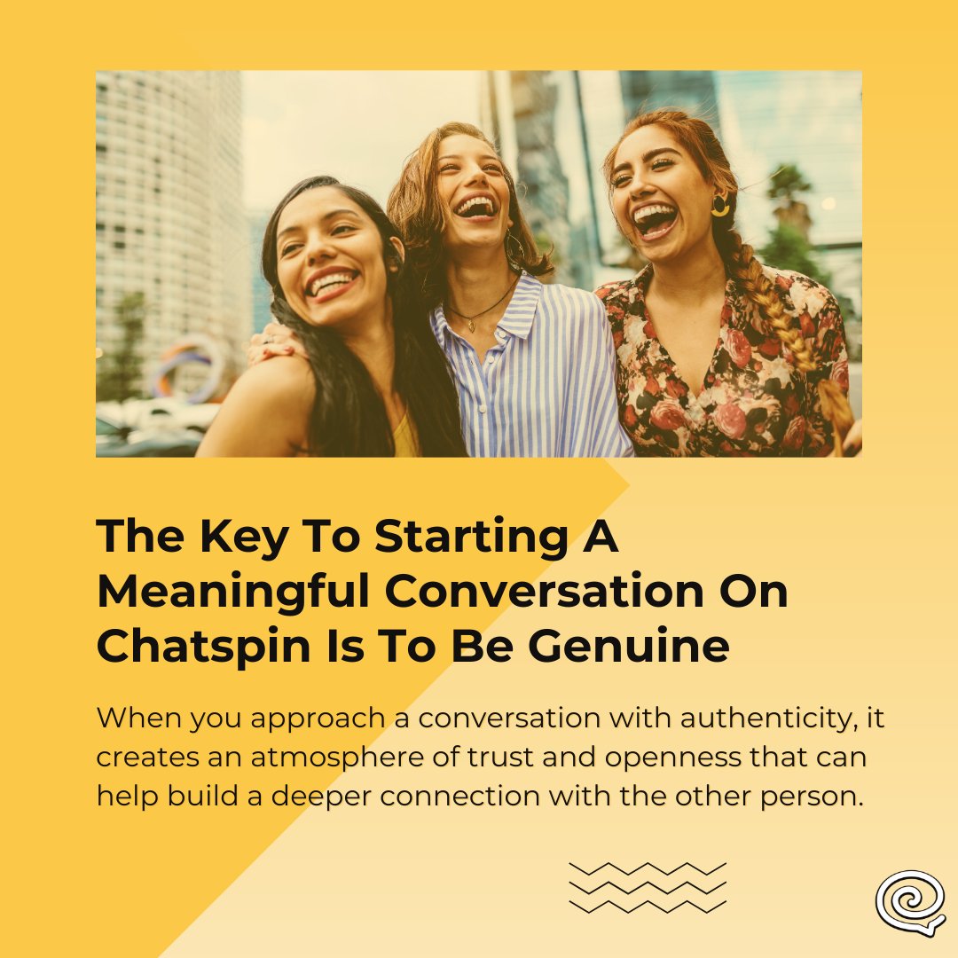 chatspin's tweet photo. Starting a conversation with a stranger can be daunting, 😰 but it's worth it for the chance to make new connections and friends on #Chatspin. Don't be afraid to take the first step! 👋 #conversationstarters #webchatting https://t.co/QB9kAdPNl8