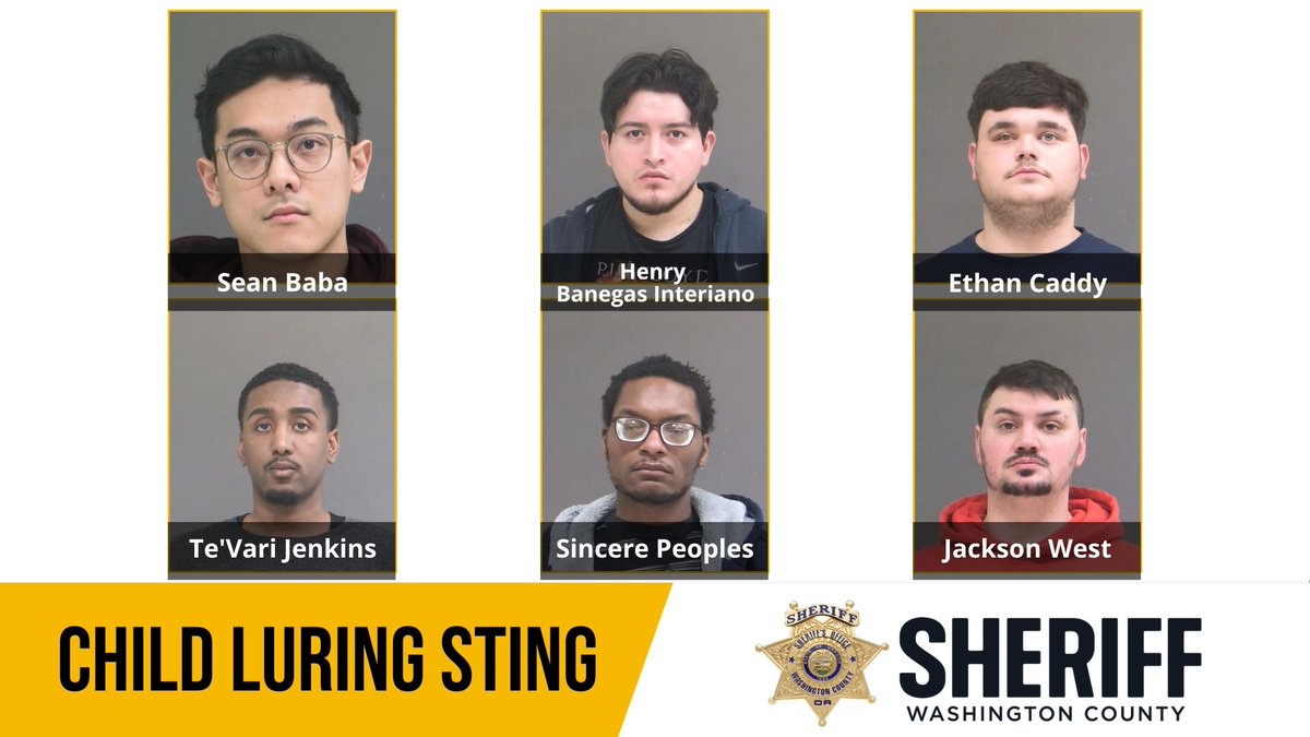WCSOOregon's tweet photo. Media Release: Six People Arrested in Undercover Child Predator Sting https://t.co/Qso7hxHBAx

If you have additional tips or information about these suspects, please call us at 503-846-2700. https://t.co/xr1hHbSaWn