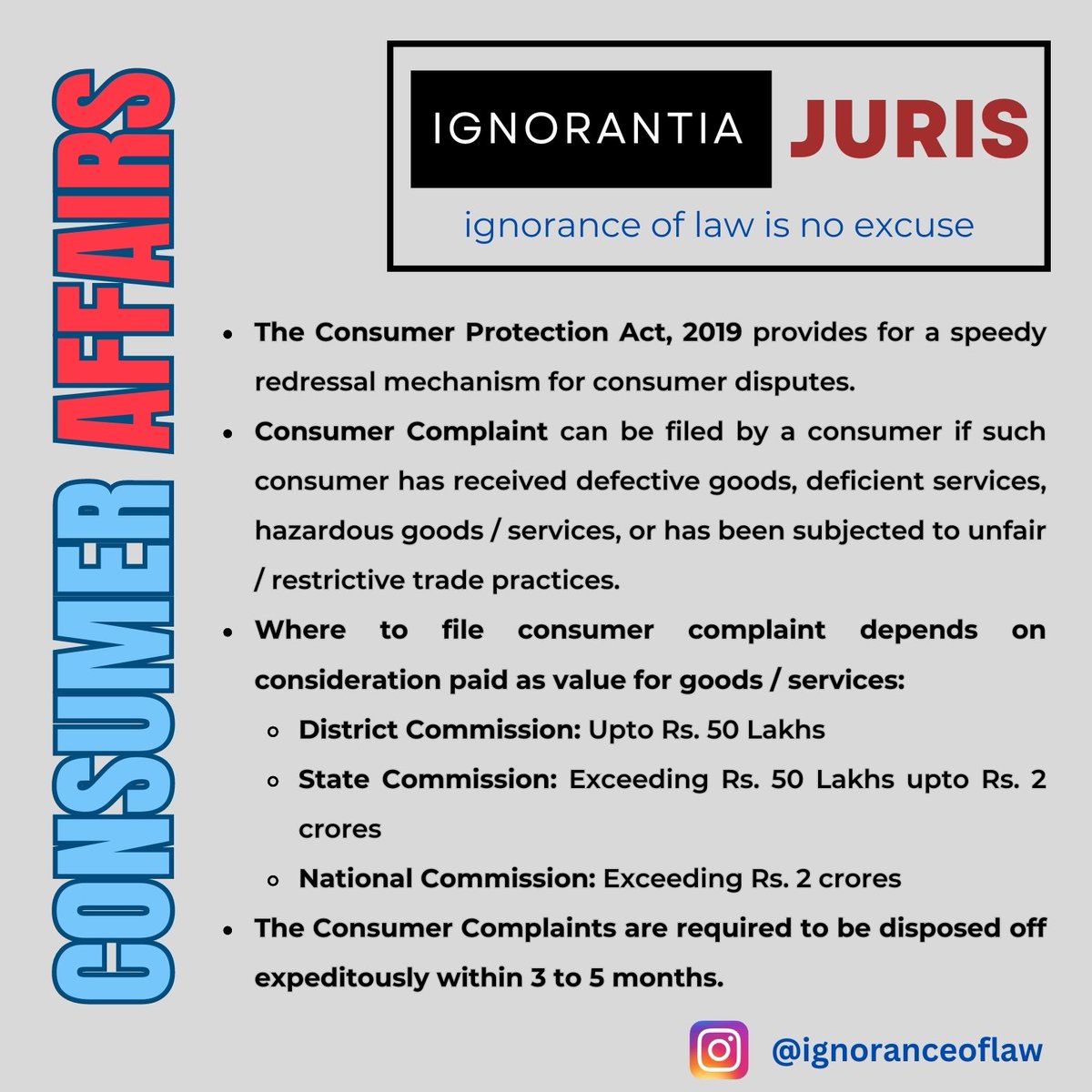 Please like, follow and share. 

#law #lawyer #ignoranceoflaw #ignorantiajuris #indianlaws #india #ignoranceoflawisnoexcuse #legal #knowledge #lawsofindia  #citizenrights #legalawareness #legalknowledge #citizens #consumers #consumerlaw #consumercomplaint #goodsandservices