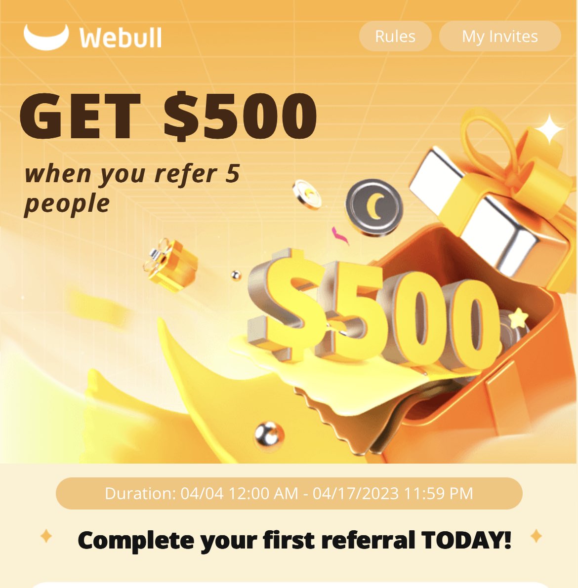 I get $500 of #Apple stocks for 5 referrals! On top of the free stock you’ll get for signing up, I’ll split the $500 equally between us!  That’s about $83 added value. Just a thought! #Webull #FreeStocks