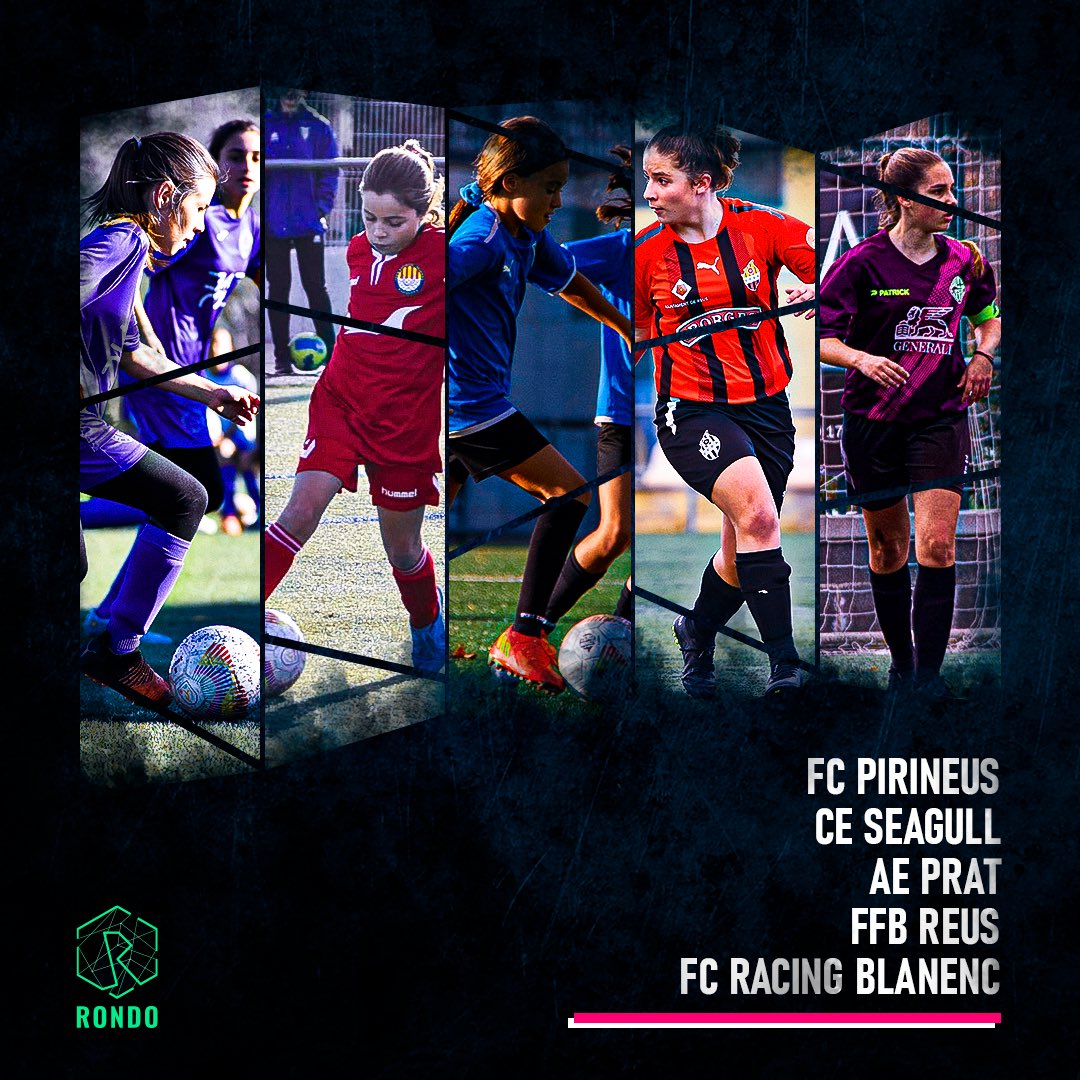 rondotorneo's tweet photo. 5️⃣ ¡CLUBES FEMENINOS!

🙌🏻 Damos la bienvenida a:
⁃FC PIRINEUS 💜💜
⁃CE SEAGUL 🔵👏🏻
⁃AE PRAT 🦵🔵
⁃FFB REUS 🔴⚫️
⁃FC RACING BLANENC 🏟️

¡Bienvenidas y a disfrutar chicas! 

#Rondo #MarcaLaDiferencia https://t.co/gOgzD5GbLh