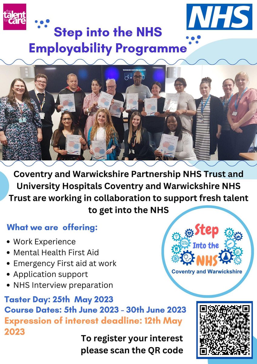 Proud to be working together with @CWPT_NHS to support our next #StepintotheNHS programme #DevelopingTeamUHCW