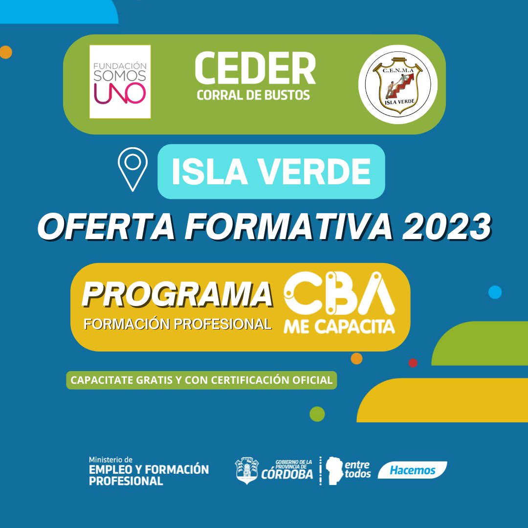 FSomosUno_'s tweet photo. 🔌💡Abierta la inscripción a la capacitación gratuita en “Asistencia en instalación eléctrica Cat. III” con certificación oficial, en #IslaVerde, #departamentoMarcosJuárez.

📍Prog. Pcial. #CBAmeCapacita del #CeDeR #CorralDeBustos Ifflinger. https://t.co/1TBOo4Stuk