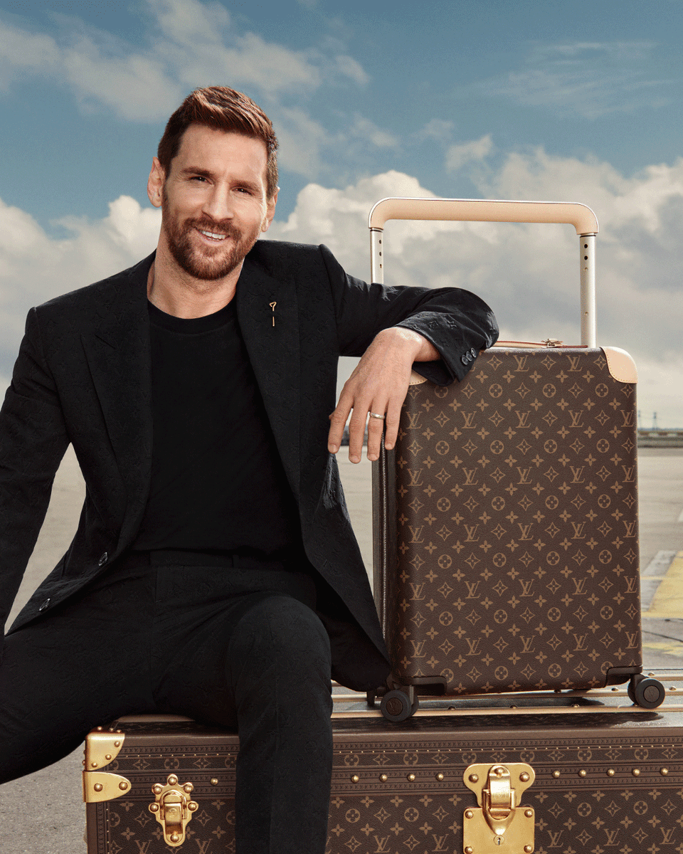 #LionelMessi for #LouisVuitton: Horizons Never End. The football legend stars in the Maison's latest campaign featuring the #LouisVuitton Horizon suitcase. Explore the collection at on.louisvuitton.com/6012OMPyQ
 #LVHorizon