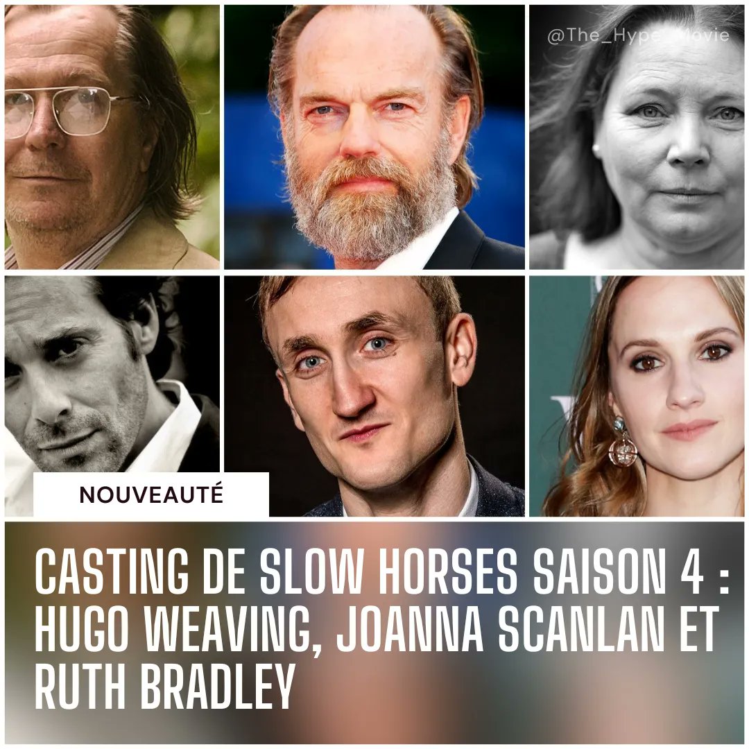 🎥🕵️‍♀️ Les Slow Horses reviennent pour une quatrième saison ! 🎉🎉🎉 

Et le casting ne cesse de s'améliorer avec l'ajout des acteurs talentueux Hugo Weaving, Joanna Scanlan et Ruth Bradley 🤩👏🏻

#SlowHorses #HugoWeaving #RuthBradley #JoannaScanlan #AppleTV